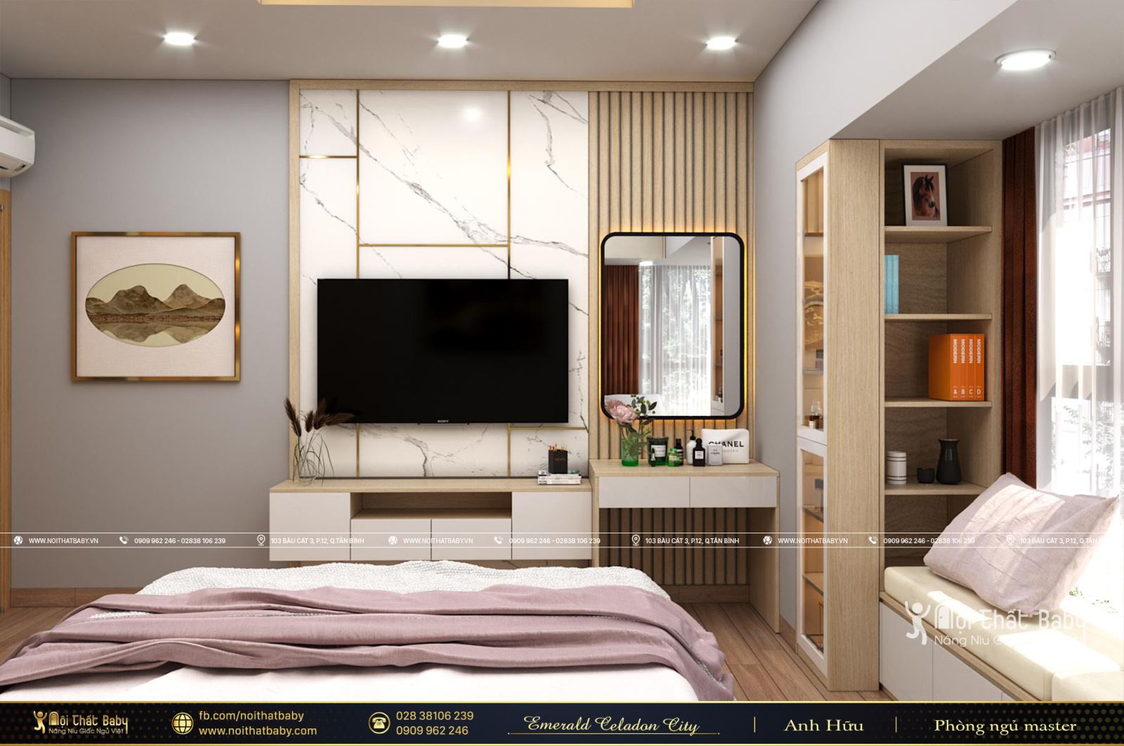 Vẻ đẹp cuốn hút từ mẫu thiết kế nội thất hiện đại căn Emerald Celadon City 104m2